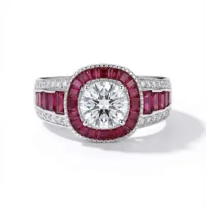 Ruby Red Solitaire Pave Ring