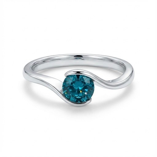 Ocean Blue Solitaire Round Sing